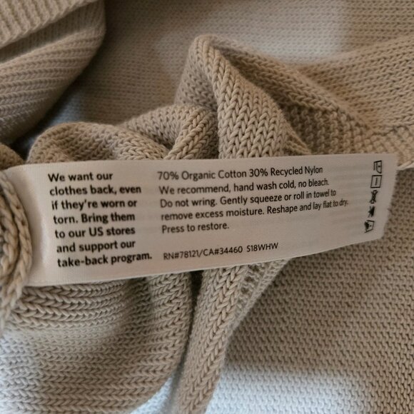 Eileen Fisher Poncho Sweater Women's Size Large Gray Tan Asymetrical Sleeveless - Picture 5 of 11